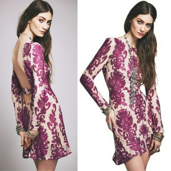 For Love And Lemons Dresses & Skirts - For Love And Lemons Night To Remember Dress purple embroidered damask size XS